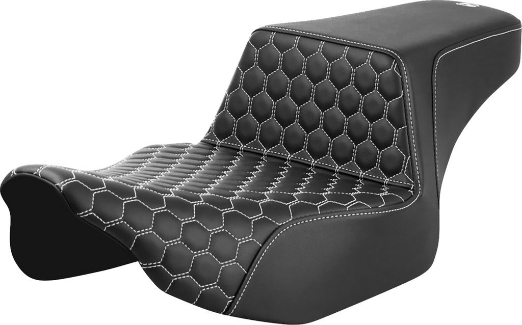 SADDLEMEN Step-Up Seat - Extended Reach - Front Honeycomb - White Stitch - FL '23-'24 823-07-17806 — image 1