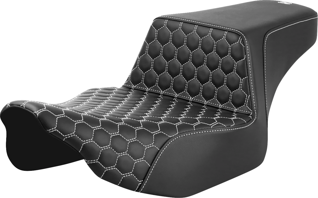 SADDLEMEN Step-Up Seat - Extended Reach - Front Honeycomb - White Stitch - FL '23-'24 823-07-17806 — image 1