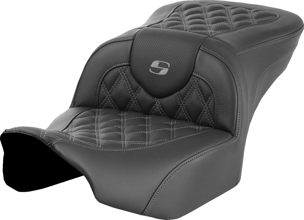 SADDLEMEN Roadsofa™ Seat - without Backrest - Gray Lattice Stitch - FLTR/FLHX '23-'24 823-07-18202 — image 1