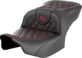 SADDLEMEN Roadsofa™ Seat - without Backrest - Red Lattice Stitch - FLTR/FLHX '23-'24 823-07-18204 — image 1