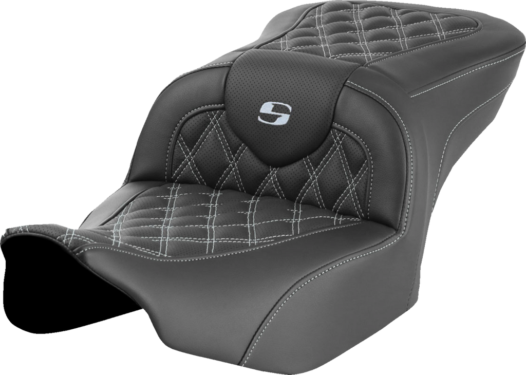 SADDLEMEN RoadSofa™ Seat - without Backrest - Lattice Stitch - Silver Stitch - FLTR/FLHX '23-'24 823-07-18205 — image 1