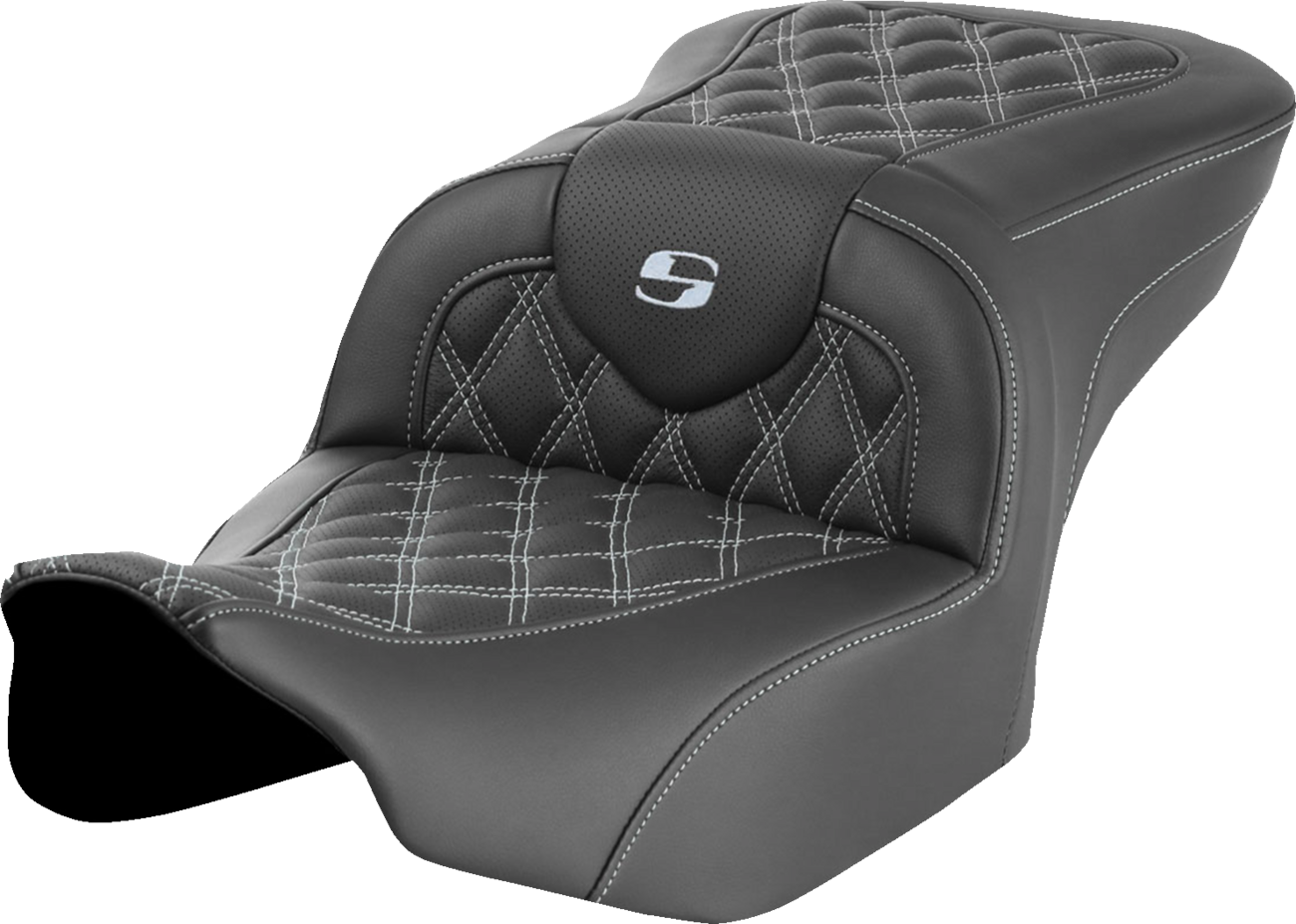 SADDLEMEN RoadSofa™ Seat - without Backrest - Lattice Stitch - Silver Stitch - FLTR/FLHX '23-'24 823-07-18205 — image 1