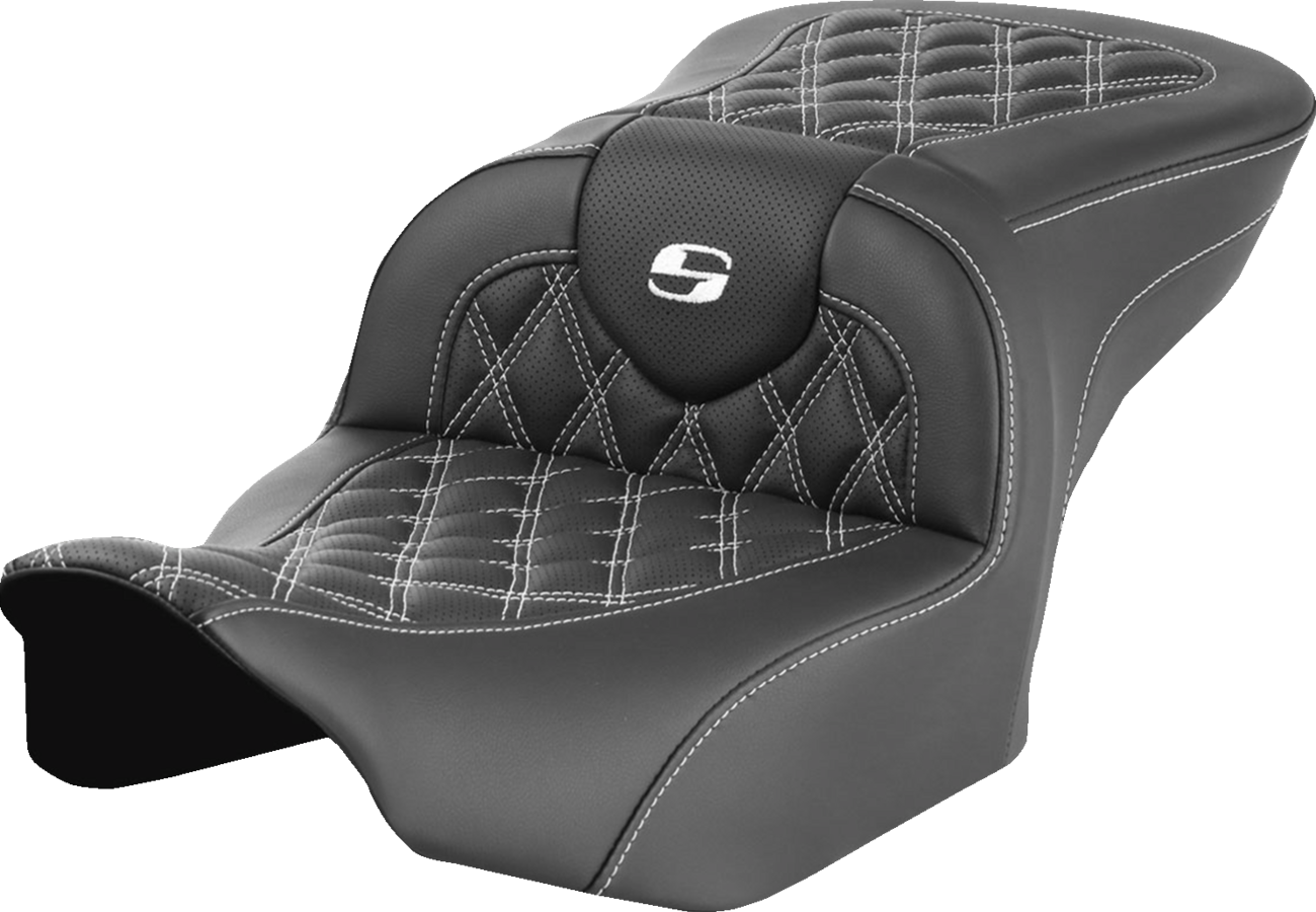 SADDLEMEN RoadSofa™ Seat - without Backrest - Lattice Stitch - White Stitch - FLTR/FLHX '23-'24 823-07-18206 — image 1