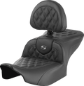 SADDLEMEN RoadSofa™ Seat - with Backrest - Lattice Stitch - Gray Stitch - FLTR/FLHX '23-'24 823-07-182B2 — image 1