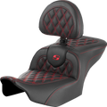 SADDLEMEN RoadSofa™ Seat - with Backrest - Lattice Stitch - Red Stitch - FLTR/FLHX '23-'24 823-07-182B4 — image 1