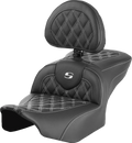 SADDLEMEN RoadSofa™ Seat - with Backrest - Lattice Stitch - White Stitch - FLTR/FLHX '23-'24 823-07-182B6 — image 1