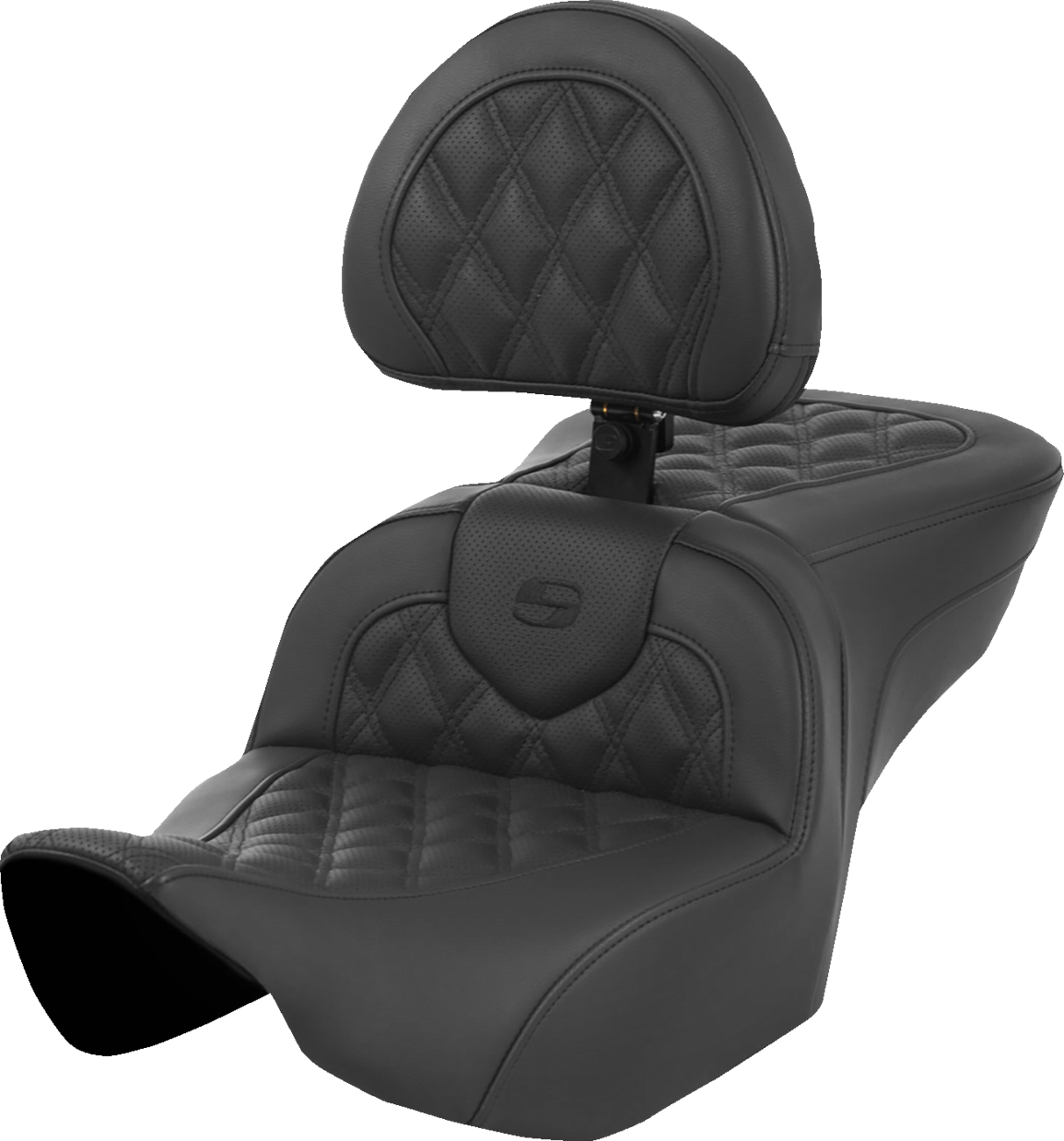 SADDLEMEN Roadsofa™ Seat - with Backrest - Lattice Stitch - Black - FL '23-'24 823-07-182BR — image 1