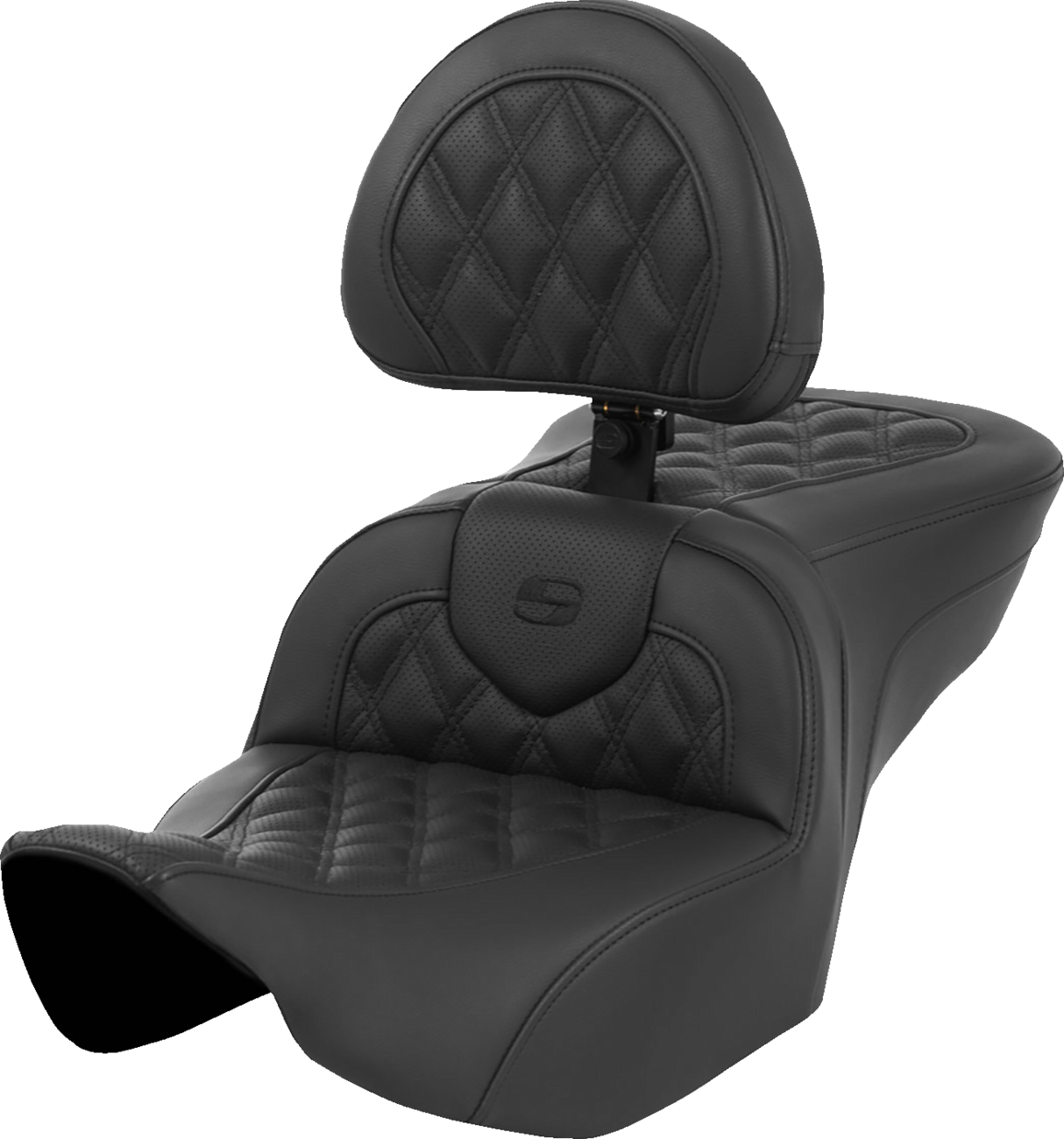 SADDLEMEN Heated Roadsofa™ Seat - Lattice Stitch - w/ Backrest - FLT/FLH '23-'24 823-07-182C0 — image 1