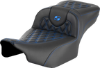SADDLEMEN Roadsofa™ Extended Reach Seat - without Backrest - Lattice Stitch - Blue Stitch - FLTR/FLHX '23-'24 823-07-18401 — image 1