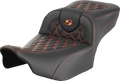 SADDLEMEN Roadsofa™ Extended Reach Seat - without Backrest - Lattice - Orange Stitch - FLTR/FLHX '23-'24 823-07-18403 — image 1