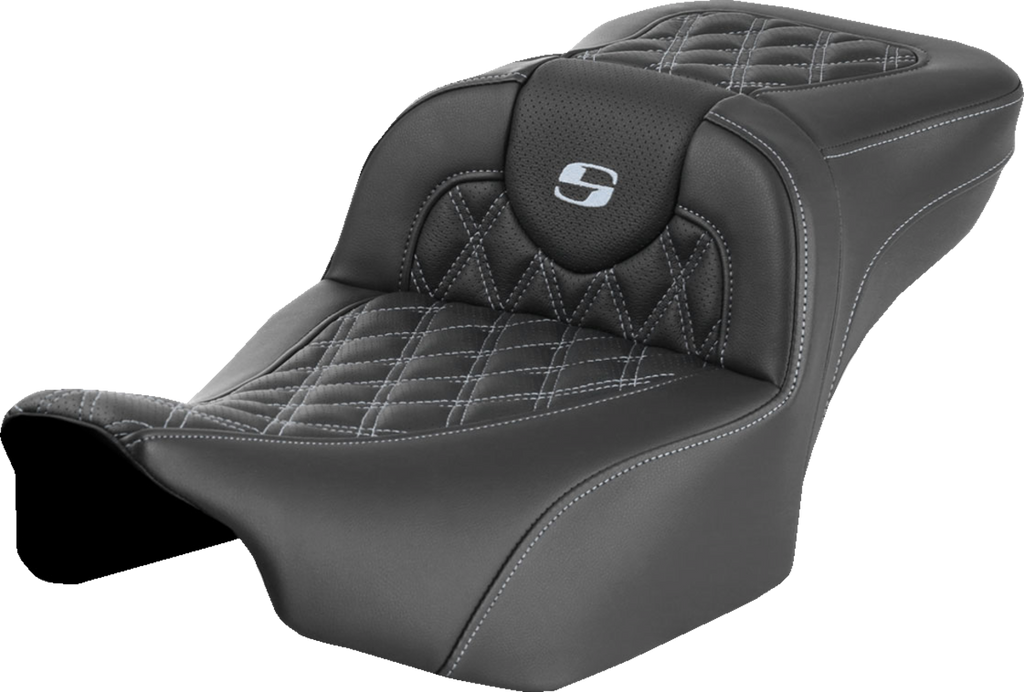 SADDLEMEN Roadsofa™ Extended Reach Seat - without Backrest - Lattice - Silver Stitch - FLTR/FLHX '23-'24 823-07-18405 — image 1