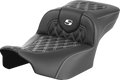 SADDLEMEN Roadsofa™ Extended Reach Seat - without Backrest - Lattice Stitch - White Stitch - FLTR/FLHX '23-'24 823-07-18406 — image 1