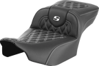 SADDLEMEN Roadsofa™ Extended Reach Seat - without Backrest - Lattice Stitch - White Stitch - FLTR/FLHX '23-'24 823-07-18406 — image 1