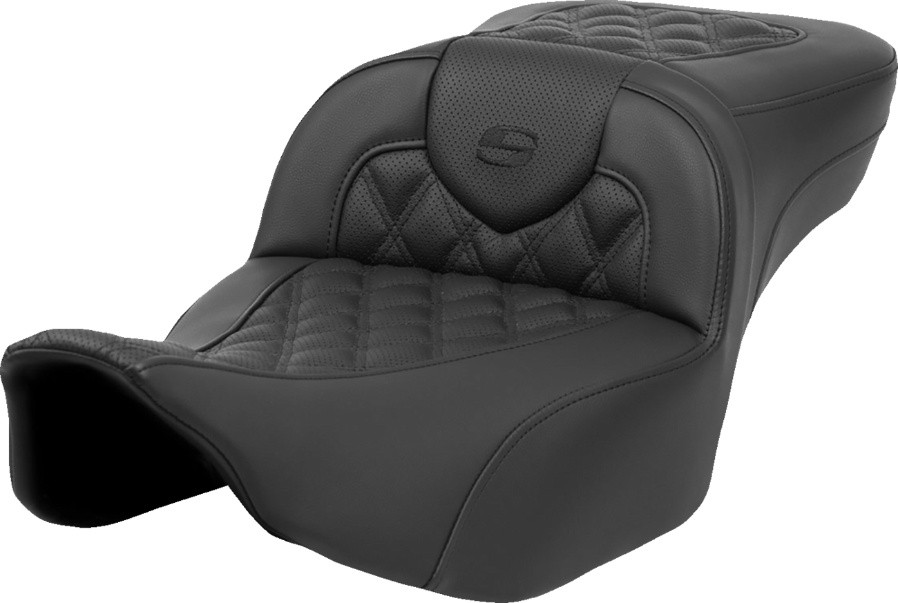 SADDLEMEN Heated RoadSofa™ Seat - Extended Reach - Lattice Stitch - w/o Backrest - FLT/FLH ’23-‘24 823-07-184A0 — image 1