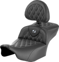 SADDLEMEN Roadsofa™ Extended Reach Seat - with Backrest - Lattice Stitch - Silver Stitch - FLTR/FLHX '23-'24 823-07-184B5 — image 1