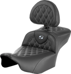 SADDLEMEN Roadsofa™ Extended Reach Seat - with Backrest - Lattice Stitch - Silver Stitch - FLTR/FLHX '23-'24 823-07-184B5 — image 1