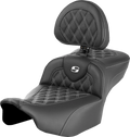 SADDLEMEN Roadsofa™ Extended Reach Seat - with Backrest - Lattice Stitch - White Stitch - FLTR/FLHX '23-'24 823-07-184B6 — image 1