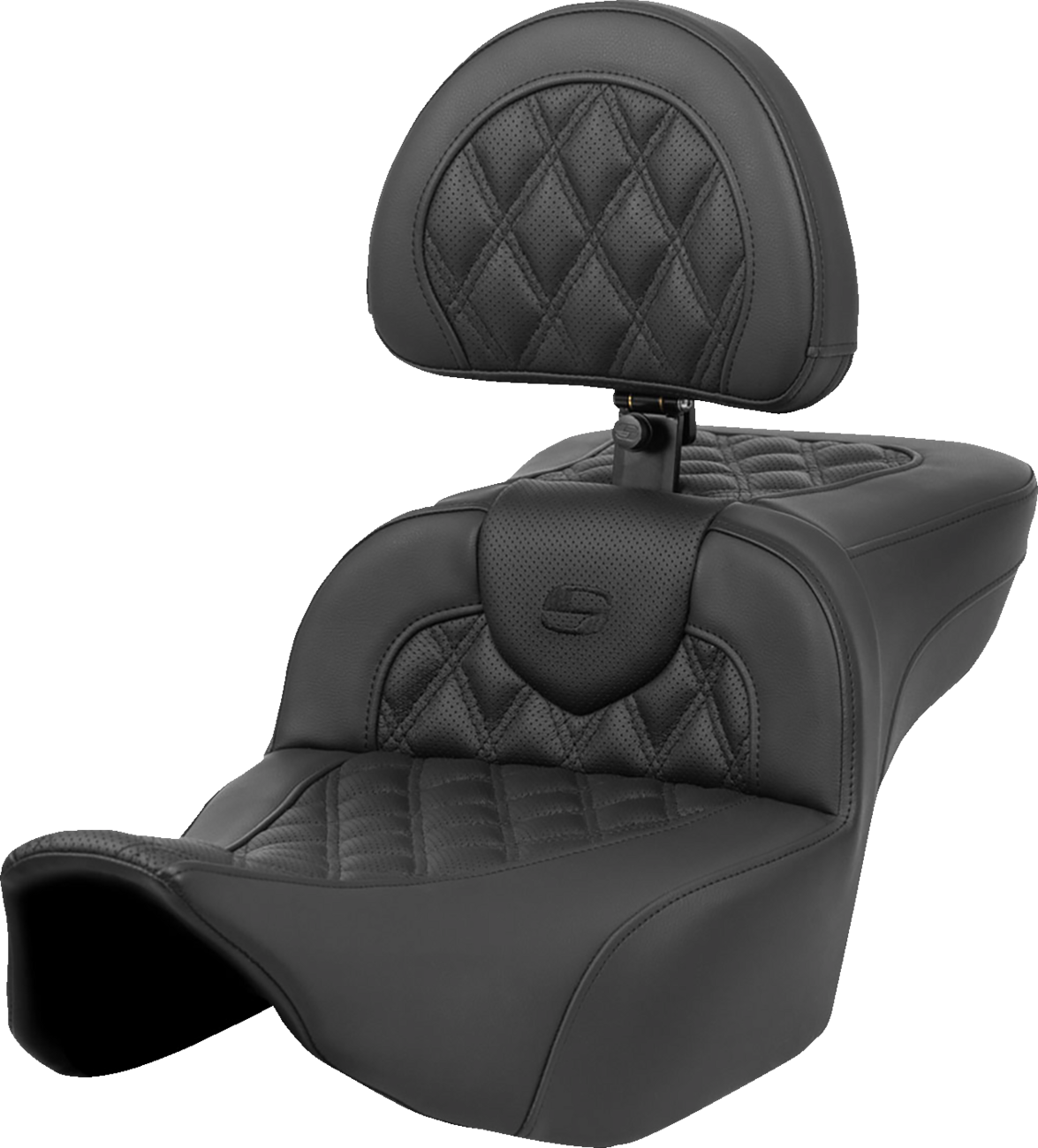 SADDLEMEN Heated RoadSofa™ Seat - Extended Reach - Lattice Stitch - w/ Backrest - FLT/FLH ’23-‘24 823-07-184C0 — image 1