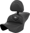 SADDLEMEN Roadsofa™ Seat - Carbon Fiber - Silver Stitch/Silver Logo - with Backrest - FL '23-'24 823-07-185BR — image 1
