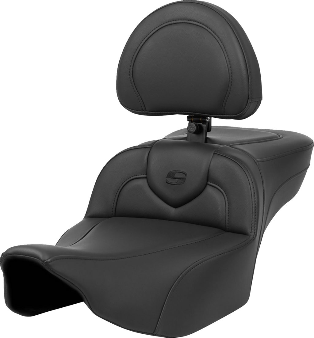 SADDLEMEN Roadsofa™ Extended Reach Seat - Black Stitch - with Backrest - FL '23-'24 823-07-188BR — image 1