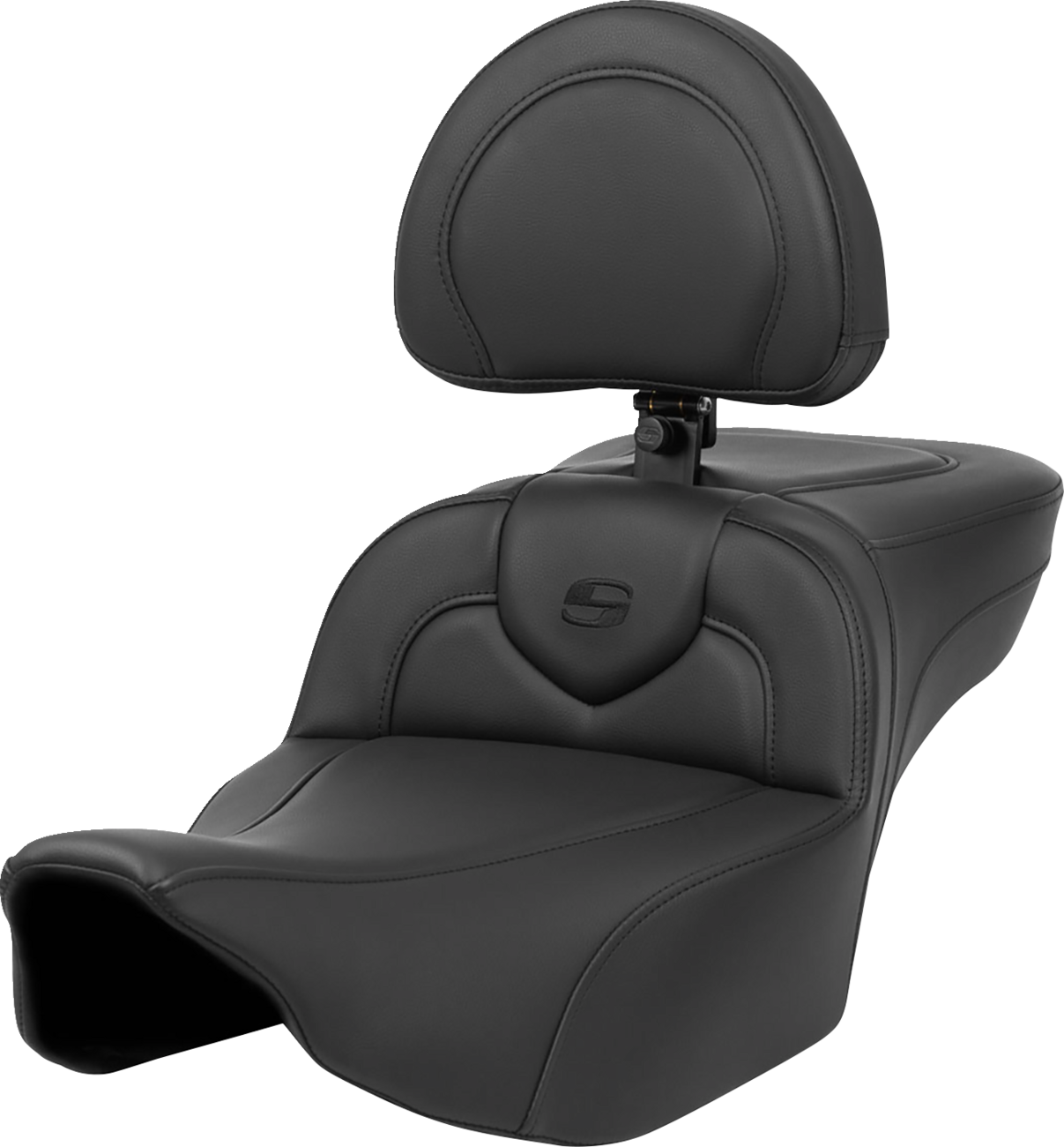 SADDLEMEN Roadsofa™ Extended Reach Seat - Black Stitch - with Backrest - FL '23-'24 823-07-188BR — image 1