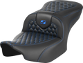 SADDLEMEN Roadsofa™ Seat - without Backrest - Honeycomb - Blue Stitch - FLTR/FLHX '23-'24 823-07-18901 — image 1