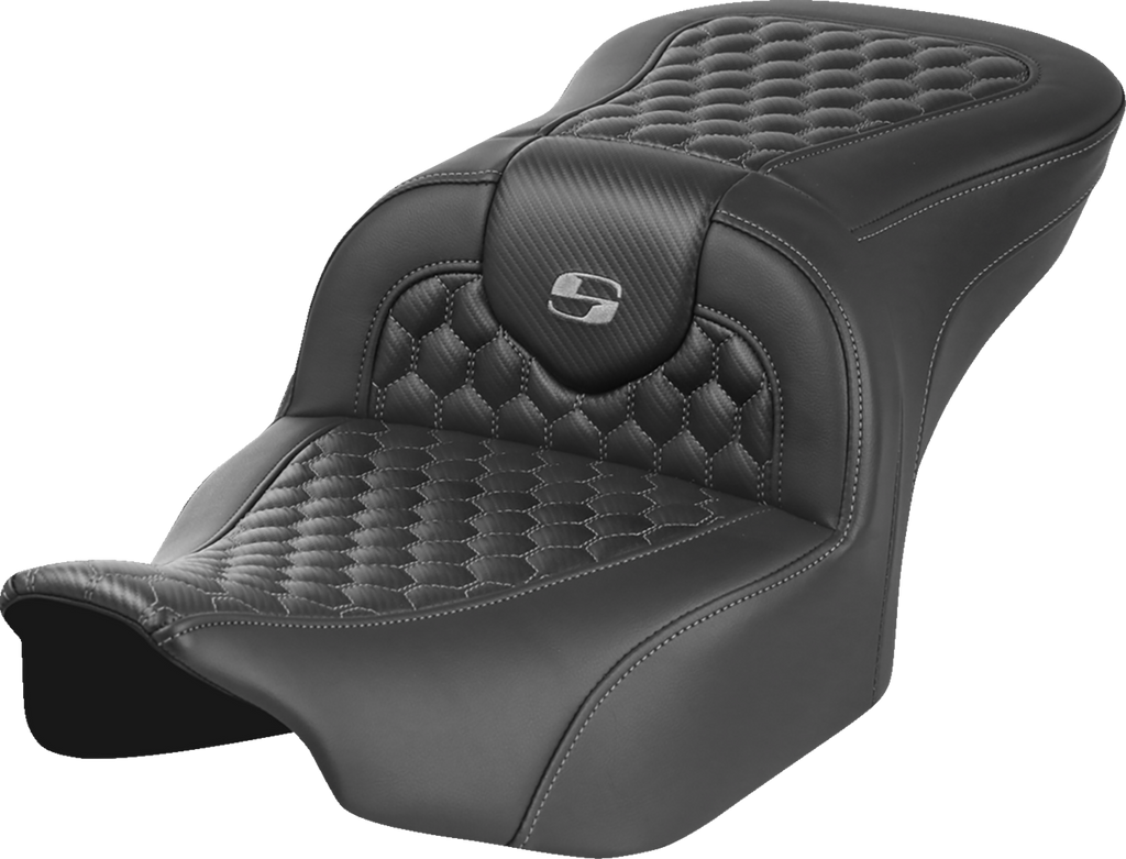 SADDLEMEN Roadsofa™ Seat - without Backrest - Honeycomb - Gray Stitch - FLTR/FLHX '23-'24 823-07-18902 — image 1