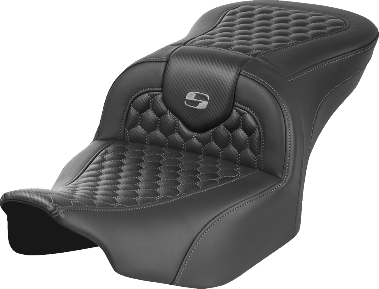 SADDLEMEN Roadsofa™ Seat - without Backrest - Honeycomb - Gray Stitch - FLTR/FLHX '23-'24 823-07-18902 — image 1