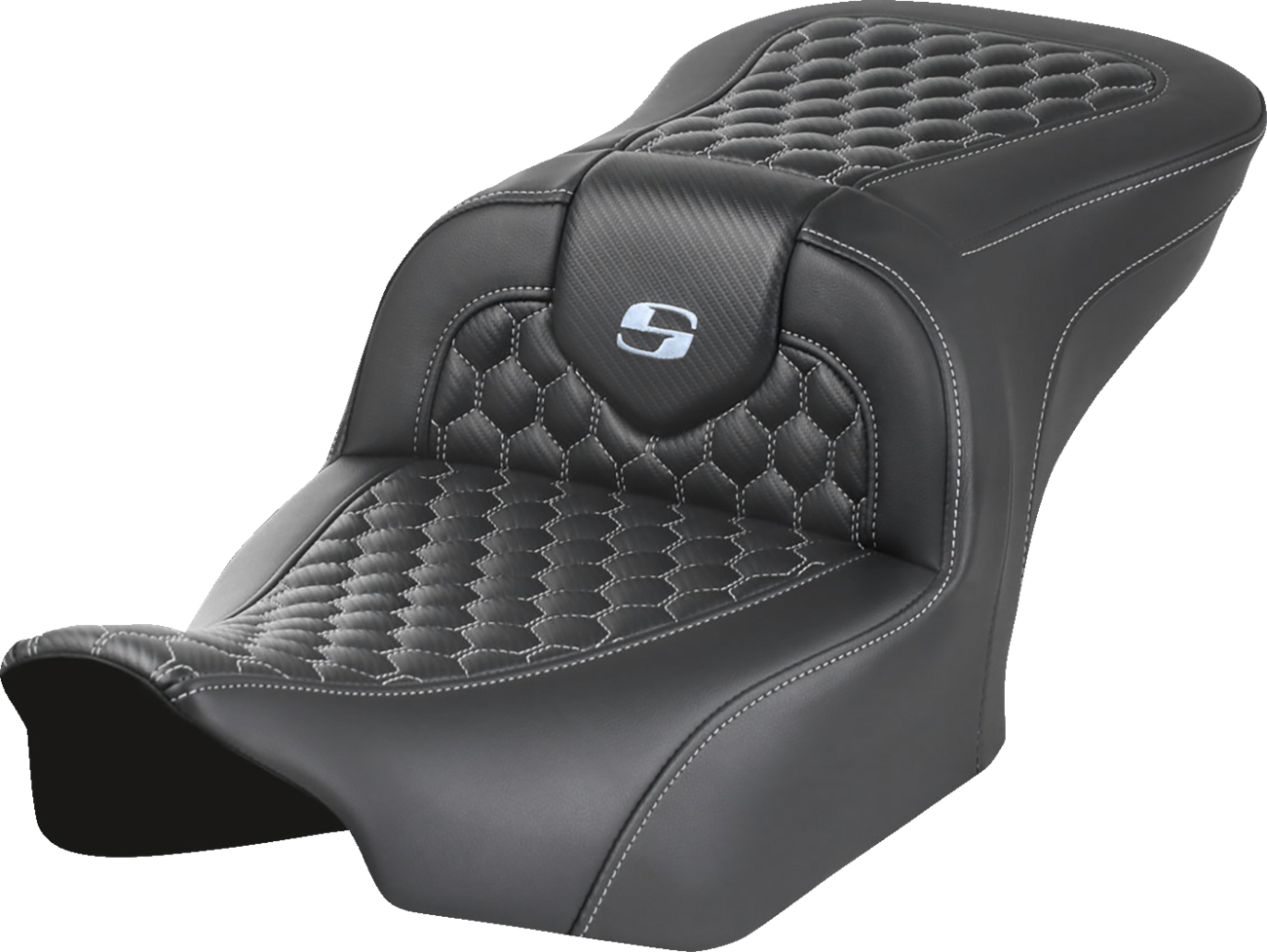 SADDLEMEN Roadsofa™ Seat - without Backrest - Honeycomb - Silver Stitch - FLTR/FLHX '23-'24 823-07-18905 — image 1