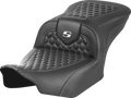 SADDLEMEN Roadsofa™ Seat - without Backrest - Honeycomb - White Stitch - FLTR/FLHX '23-'24 823-07-18906 — image 1