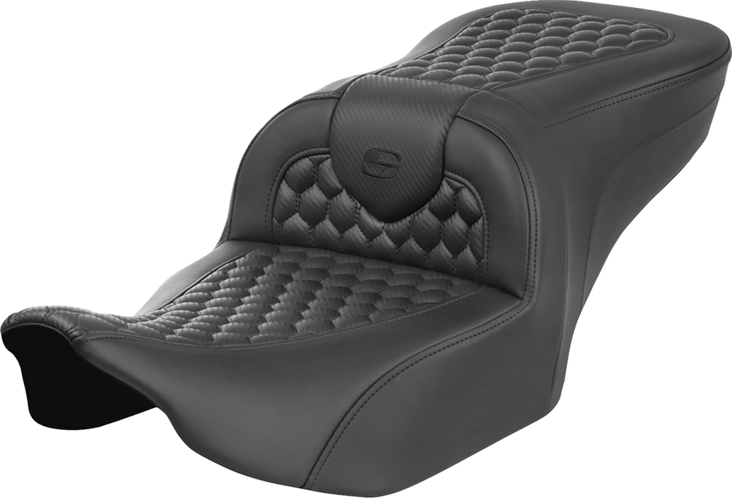 SADDLEMEN Roadsofa™ Seat - with Backrest - Honeycomb - Blue Stitch - FLTR/FLHX '23-'24 823-07-189B1 — image 2