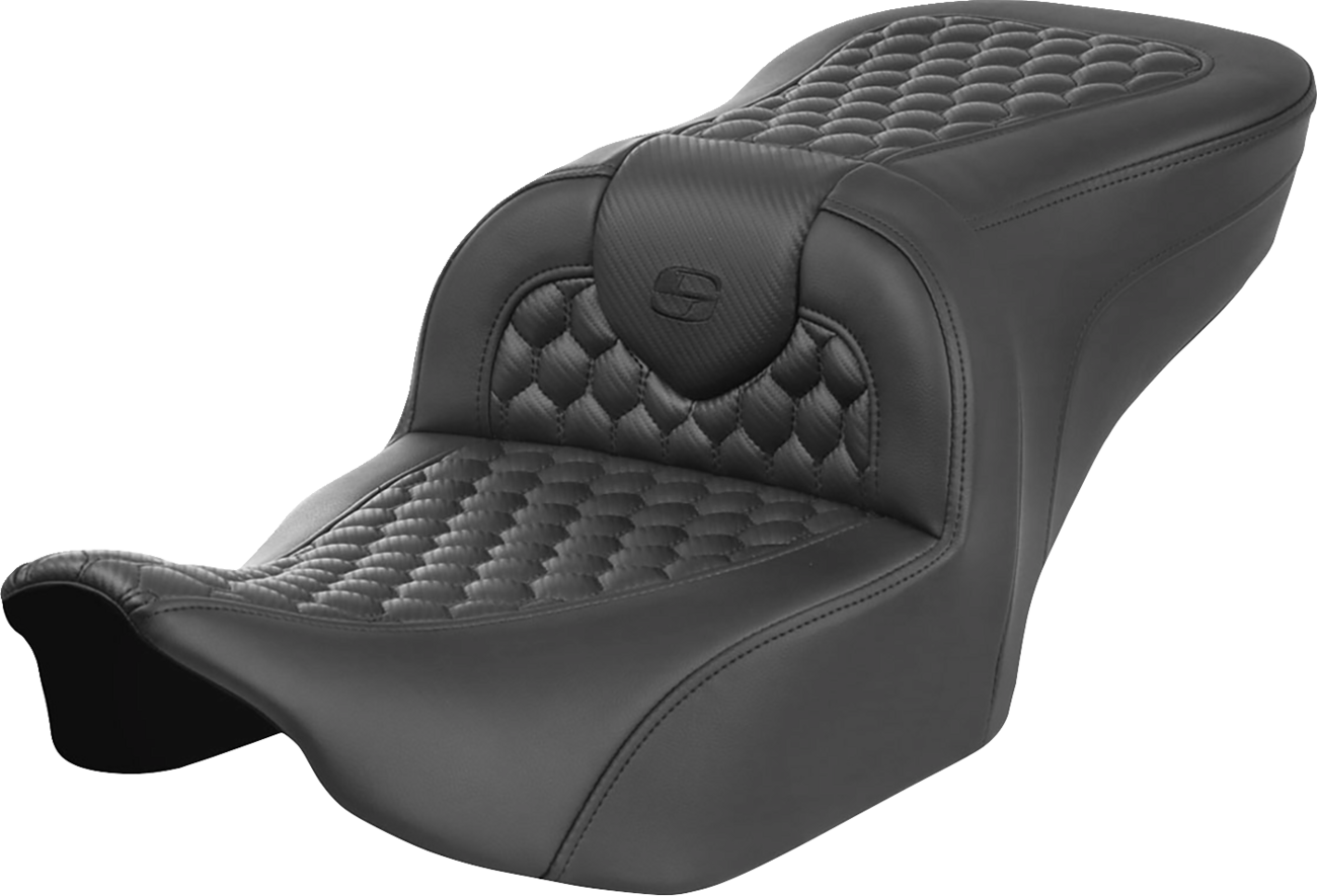 SADDLEMEN Roadsofa™ Seat - with Backrest - Honeycomb - Orange Stitch - FLTR/FLHX '23-'24 823-07-189B3 — image 2