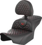 SADDLEMEN Roadsofa™ Seat - with Backrest - Honeycomb - Red Stitch - FLTR/FLHX '23-'24 823-07-189B4 — image 1