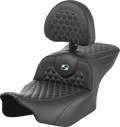 SADDLEMEN Roadsofa™ Seat - with Backrest - Honeycomb - Silver Stitch - FLTR/FLHX '23-'24 823-07-189B5 — image 1