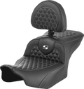 SADDLEMEN Roadsofa™ Seat - with Backrest - Honeycomb - White Stitch - FLTR/FLHX '23-'24 823-07-189B6 — image 1