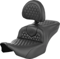 SADDLEMEN Heated RoadSofa™ Seat - Honeycomb Stitch - w/ Backrest - FLH/FLT '23-'24 823-07-189C0 — image 1