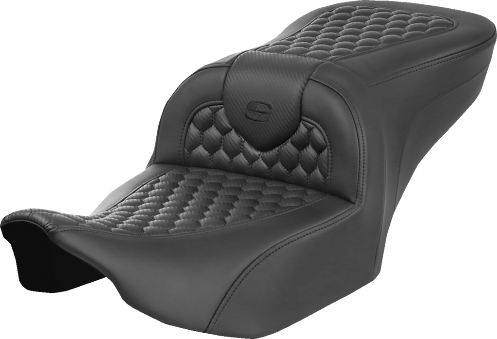 SADDLEMEN Heated RoadSofa™ Seat - Honeycomb Stitch - w/ Backrest - FLH/FLT '23-'24 823-07-189C0 — image 2
