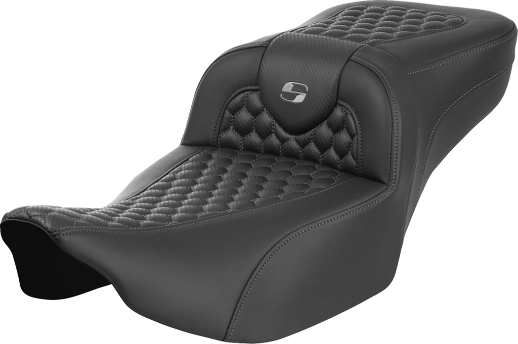SADDLEMEN Roadsofa™ Extended Reach Seat - without Backrest - Honeycomb - Dark Gray Stitch - FLTR/FLHX '23-'24 823-07-19002 — image 1