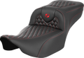SADDLEMEN Roadsofa™ Extended Reach Seat - without Backrest - Honeycomb - Red Stitch - FLTR/FLHX '23-'24 823-07-19004 — image 1