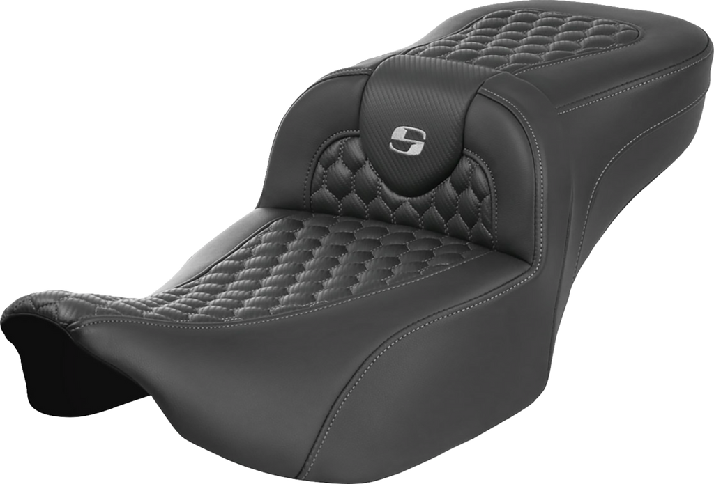 SADDLEMEN Roadsofa™ Extended Reach Seat - without Backrest - Honeycomb - Silver Stitch - FLTR/FLHX '23-'24 823-07-19005 — image 1