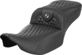 SADDLEMEN Roadsofa™ Extended Reach Seat - without Backrest - Honeycomb - Silver Stitch - FLTR/FLHX '23-'24 823-07-19005 — image 1