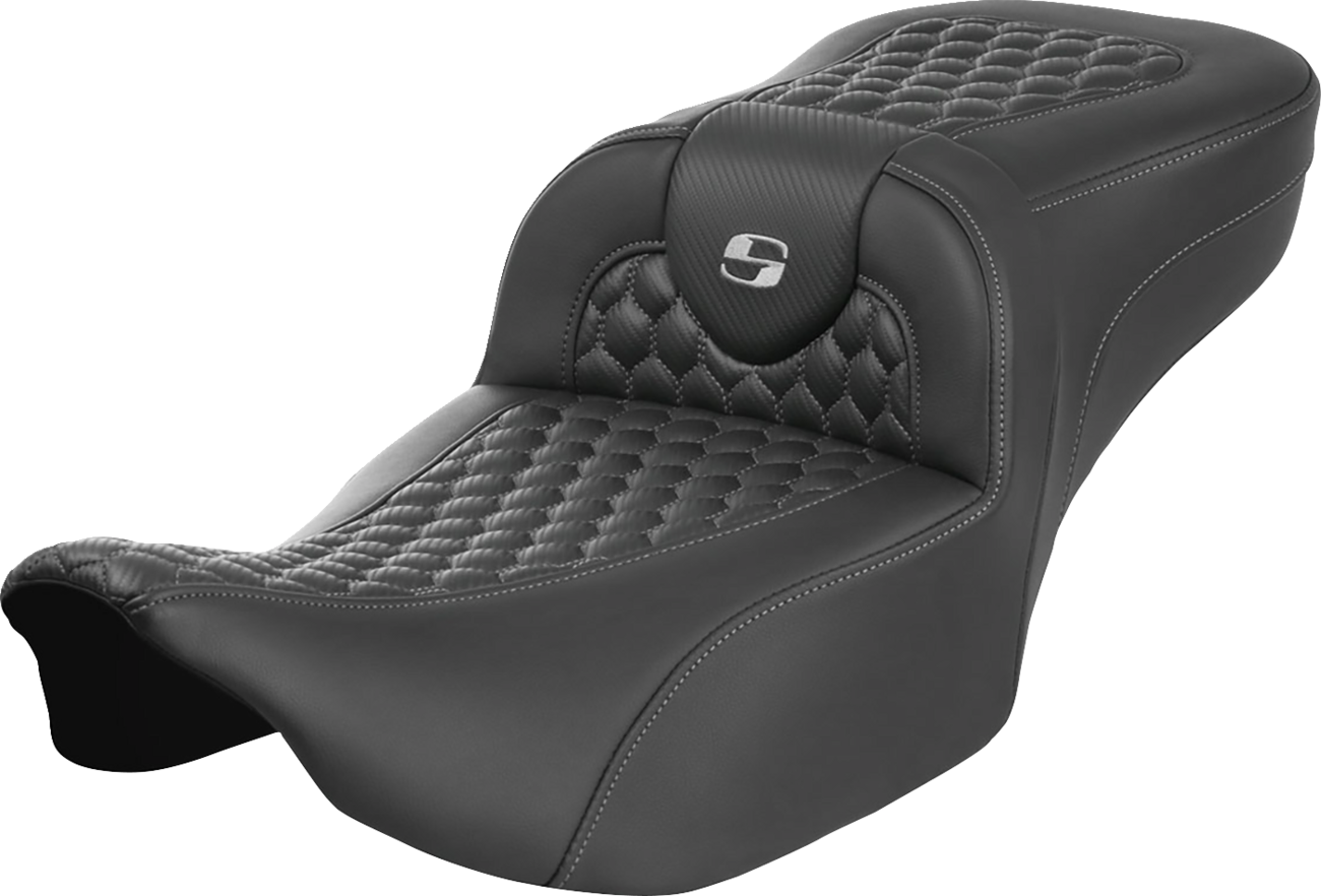 SADDLEMEN Roadsofa™ Extended Reach Seat - without Backrest - Honeycomb - Silver Stitch - FLTR/FLHX '23-'24 823-07-19005 — image 1