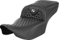 SADDLEMEN Roadsofa™ Extended Reach Seat - without Backrest - Honeycomb - White Stitch - FLTR/FLHX '23-'24 823-07-19006 — image 1