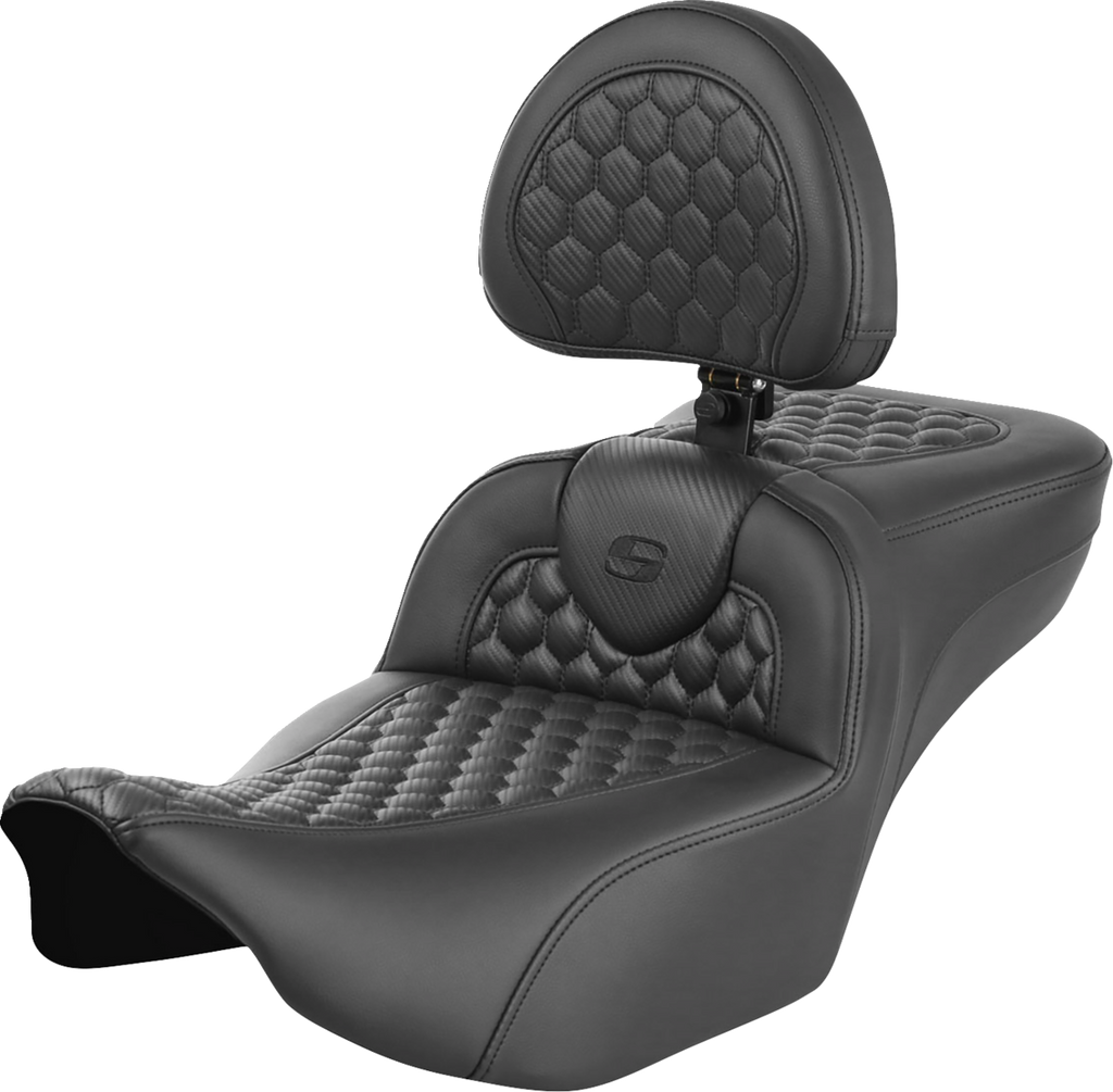 SADDLEMEN Roadsofa™ Extended Reach Seat - with Backrest - Honeycomb - FLTR/FLHX '23-'24 823-07-190B0 — image 1