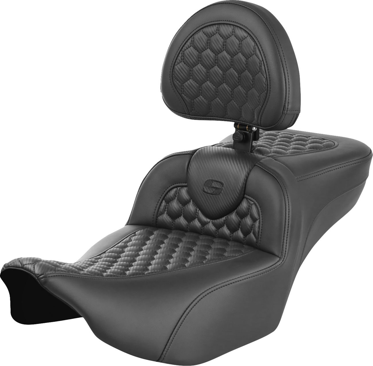 SADDLEMEN Roadsofa™ Extended Reach Seat - with Backrest - Honeycomb - FLTR/FLHX '23-'24 823-07-190B0 — image 1