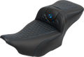 SADDLEMEN Roadsofa™ Extended Reach Seat - with Backrest - Honeycomb - Blue Stitch - FLTR/FLHX '23-'24 823-07-190B1 — image 1