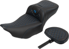 SADDLEMEN Roadsofa™ Extended Reach Seat - with Backrest - Honeycomb - Blue Stitch - FLTR/FLHX '23-'24 823-07-190B1 — image 2