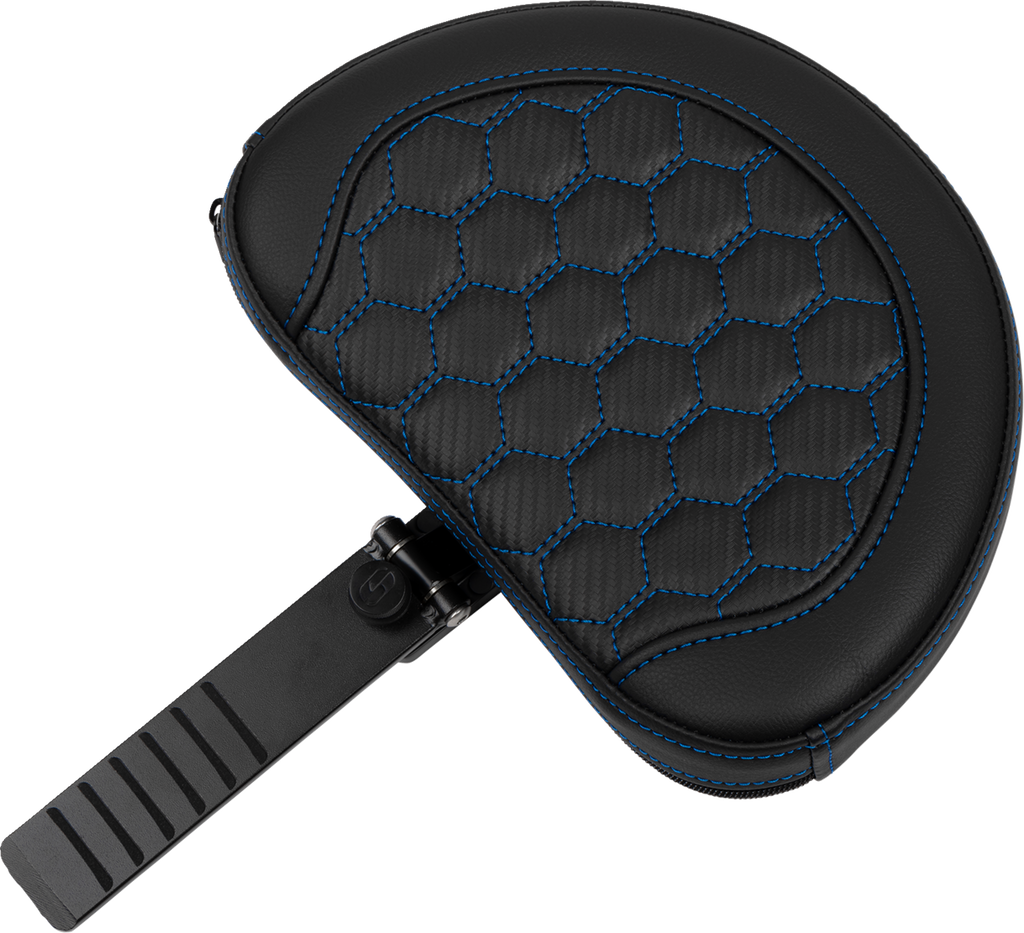SADDLEMEN Roadsofa™ Extended Reach Seat - with Backrest - Honeycomb - Blue Stitch - FLTR/FLHX '23-'24 823-07-190B1 — image 3