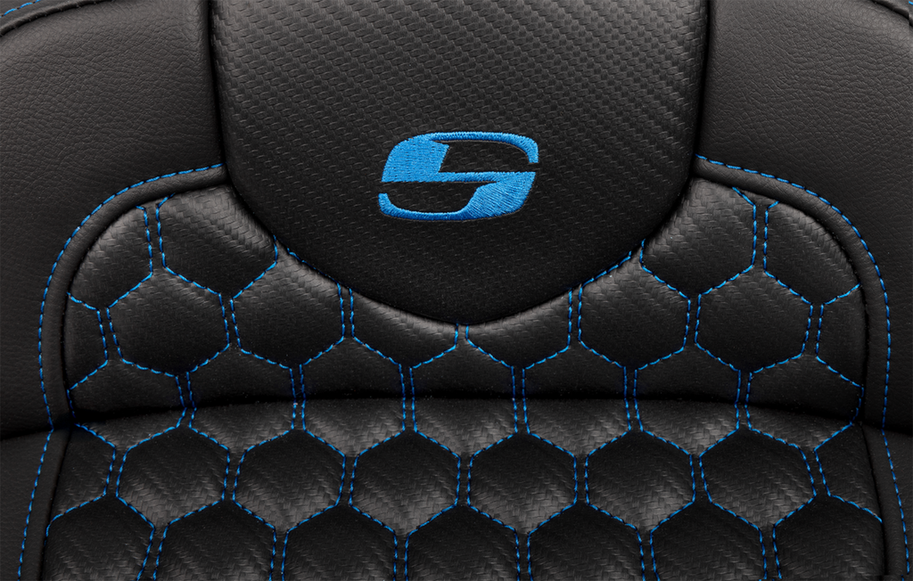 SADDLEMEN Roadsofa™ Extended Reach Seat - with Backrest - Honeycomb - Blue Stitch - FLTR/FLHX '23-'24 823-07-190B1 — image 5