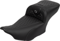 SADDLEMEN Roadsofa™ Extended Reach Seat - with Backrest - Honeycomb - Dark Gray Stitch - FLTR/FLHX '23-'24 823-07-190B2 — image 1